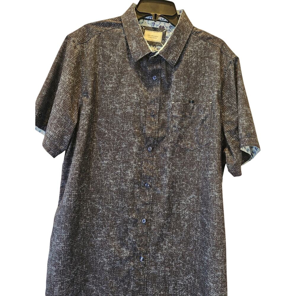 7 Diamonds 4 Way‎ Stretch Button-Down Shirt, Men's Size XL, Dark Blue/Black